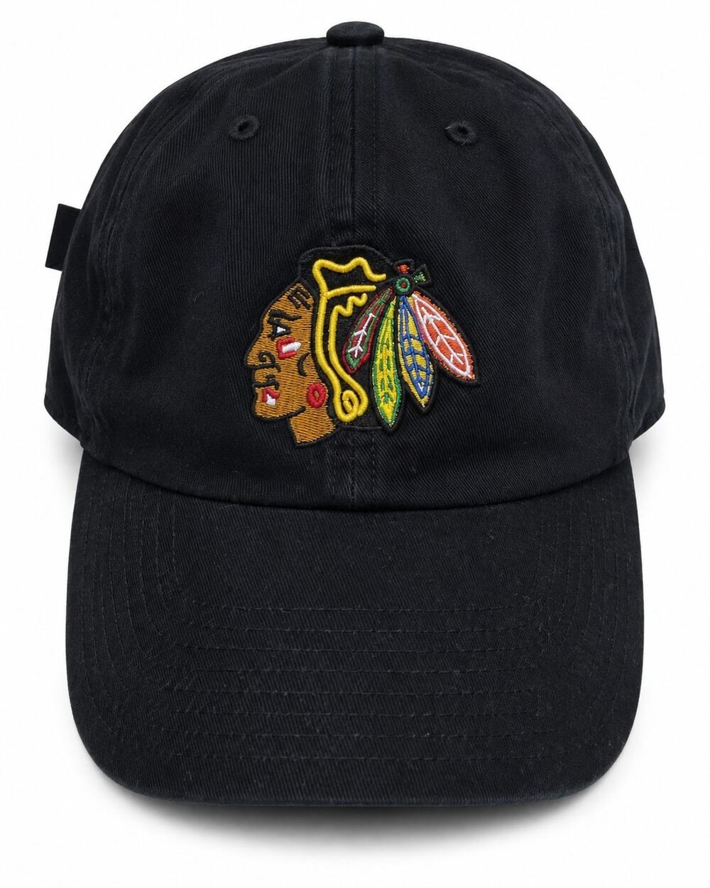 '47 Chicago Blackhawks Clean Up Black Adjustable Strap Hat Dad Cap
